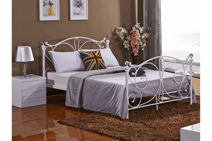 Florence White Metal King Bed - Furniture Instore