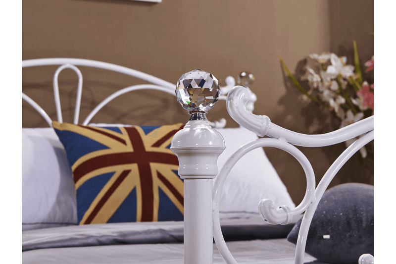 Florence White Metal King Bed - Furniture Instore