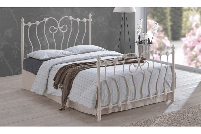 Isabella Ivory Metal King Bed - Furniture Instore