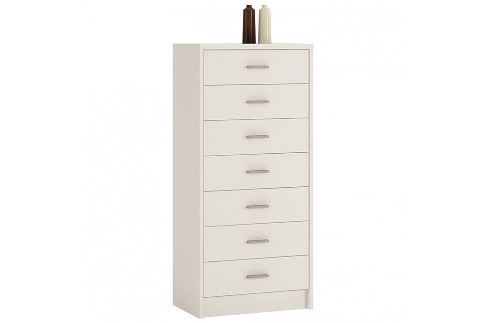 4 You 7 Drawer Narrow Chest in Pearl White