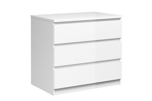 Naia Chest of 3 Drawers in White High Gloss
