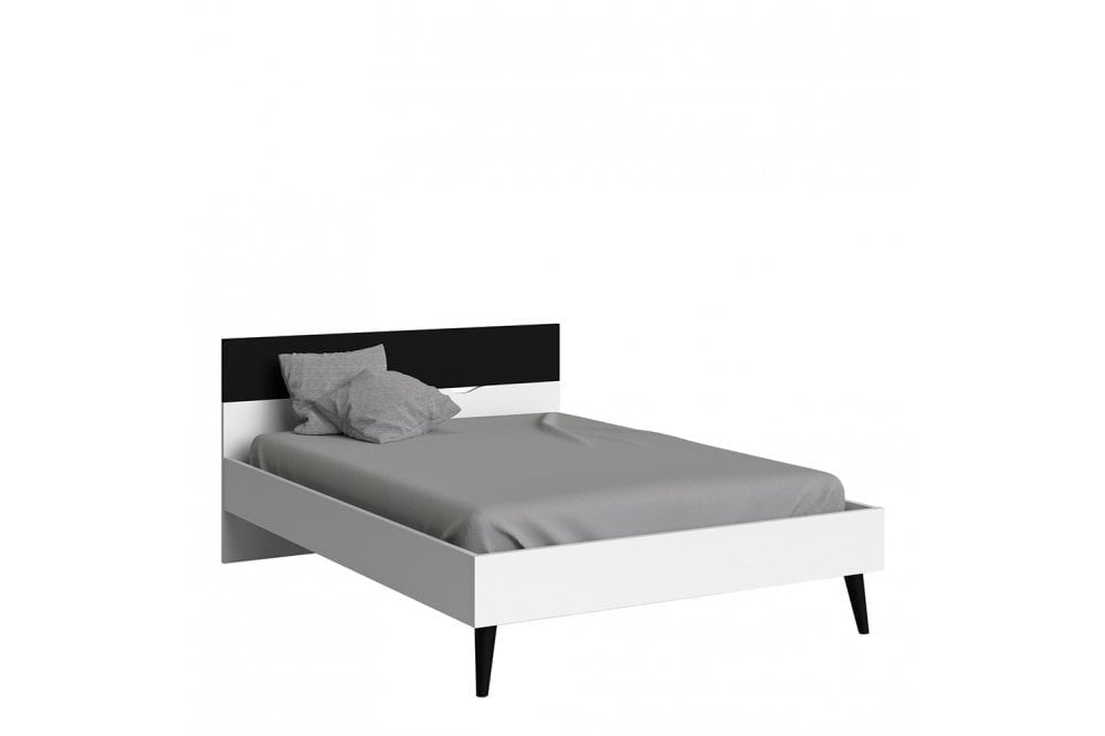 Oslo Euro Double Bed (140 x 200) in White and Black Matt