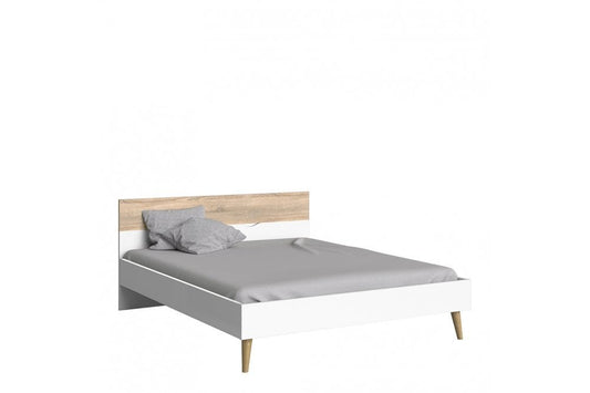 Oslo Euro King Bed (160 x 200) in White and Oak