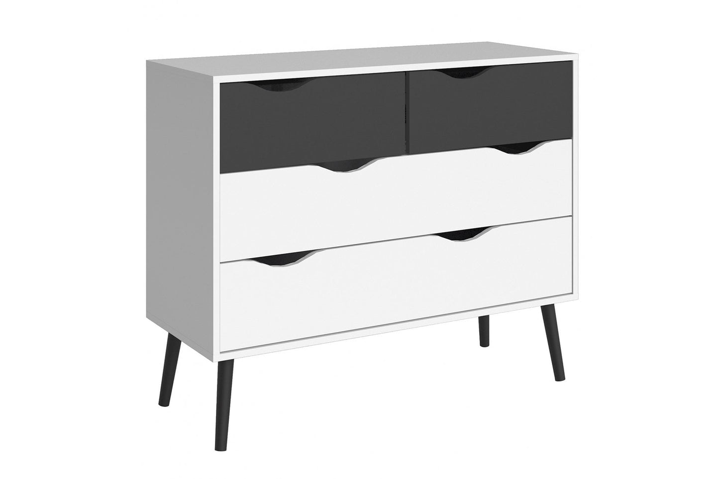 Oslo Chest of 4 Drawers (2+2) in White and Black Matt