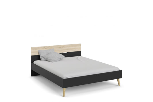 Oslo Euro King Bed (160 x 200) in Black and Oak