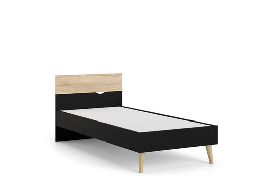Oslo Euro Single Bed (90x200) in Black and Oak