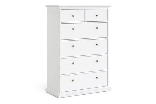 Paris Chest of 6 Drawers in White