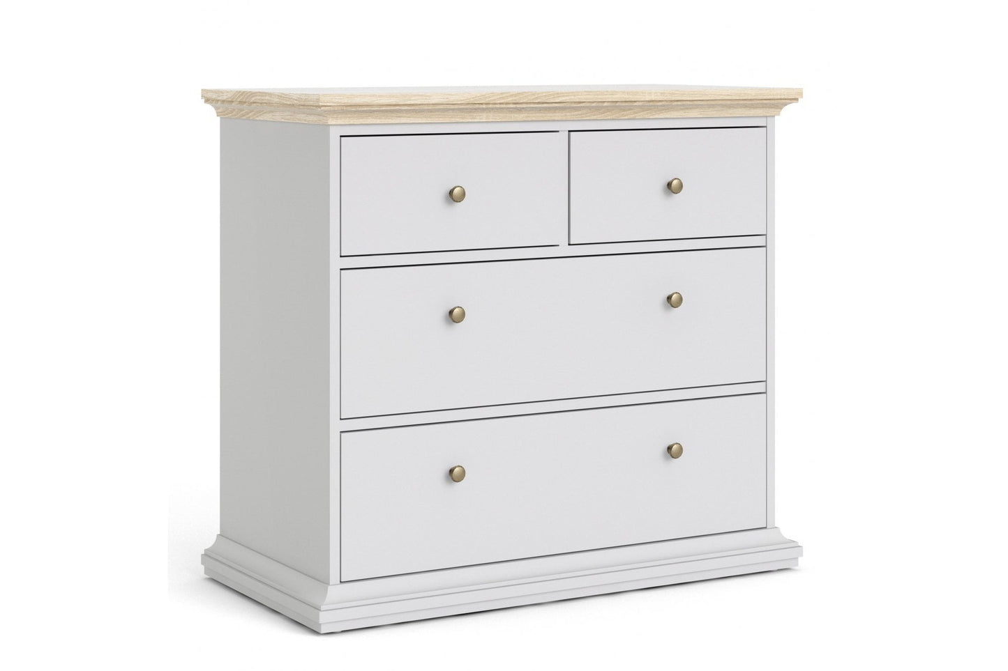 Paris Chest of 4 Drawers in White and Oak