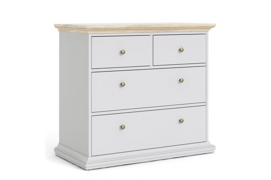 Paris Chest of 4 Drawers in White and Oak