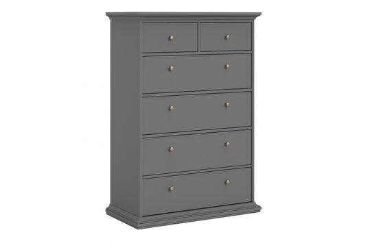 Paris Chest of 6 Drawers in Matt Grey