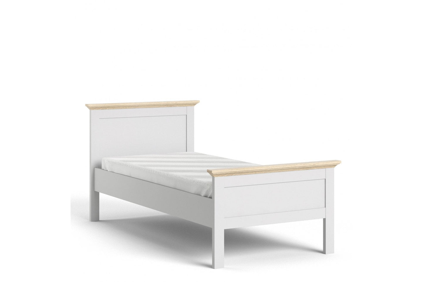 Paris Single Bed (90 x 200) in White and Oak