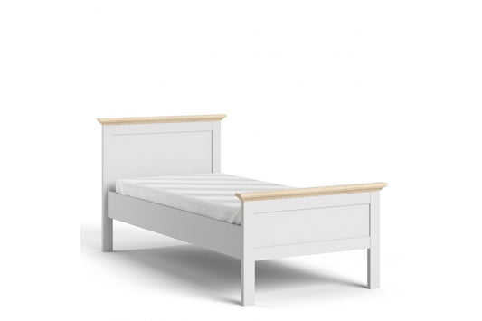 Paris Single Bed (90 x 200) in White and Oak