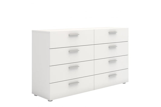 Pepe Wide Chest of 8 Drawers (4+4) in White