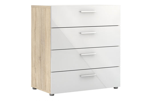 Pepe Chest of 4 Drawers in Oak with White High Gloss