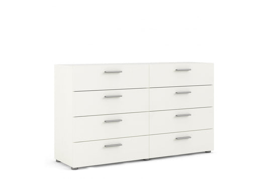 Pepe Wide Chest of 8 Drawers (4+4) in White Woodgrain