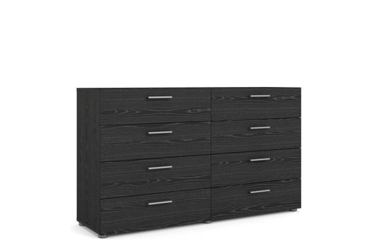 Pepe Wide Chest of 8 Drawers (4+4) in Black Woodgrain