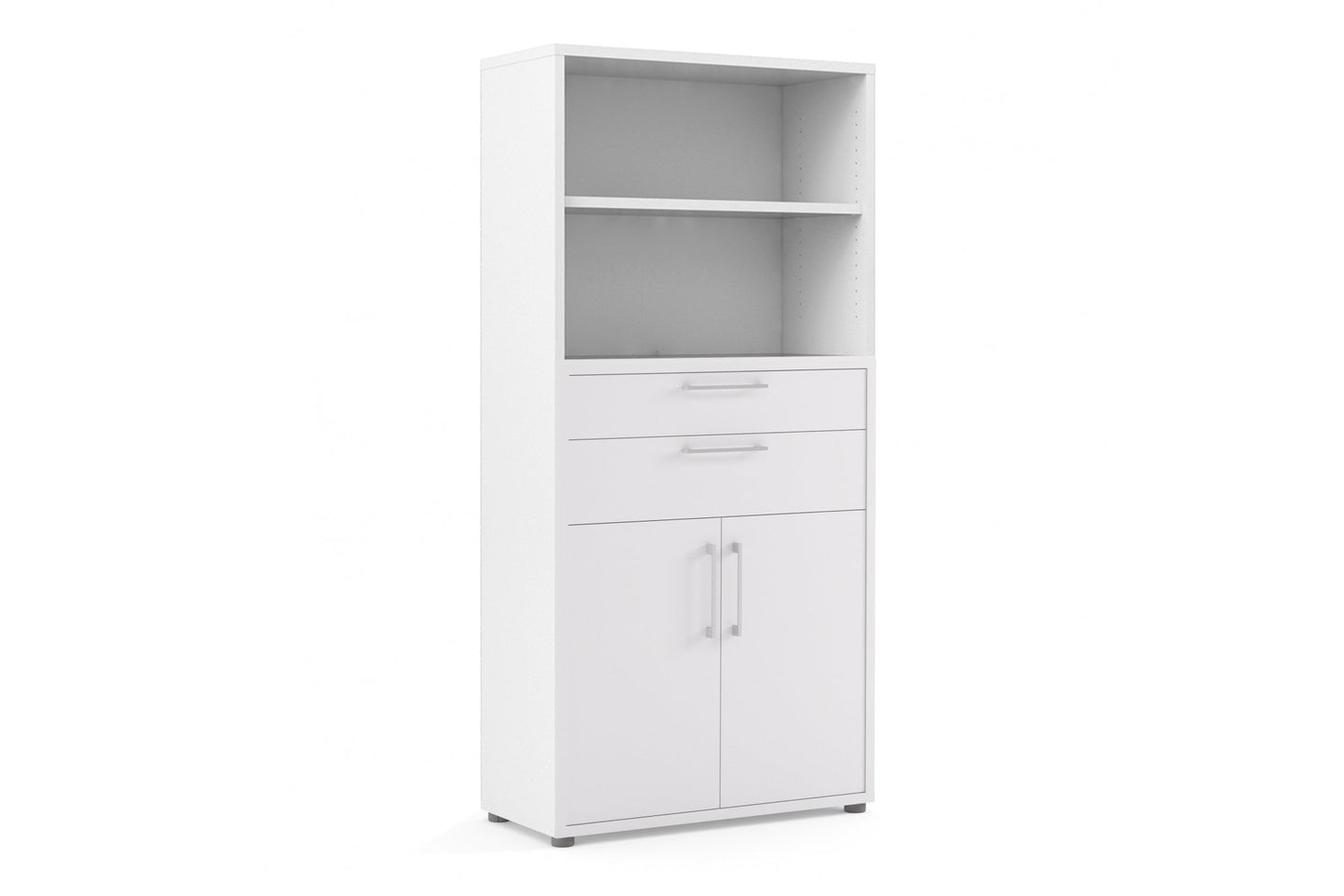 Prima Bookcase 2 Shelves With 2 Drawers And 2 Doors In White