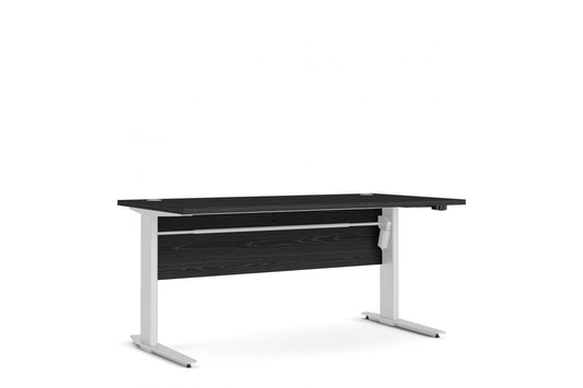 Prima Desk 150 cm in Black woodgrain with Height adjustable legs with electric control in White