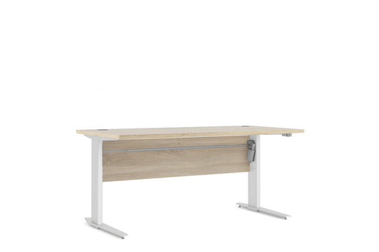 Prima Desk 150 cm in Oak with Height adjustable legs with electric control in White
