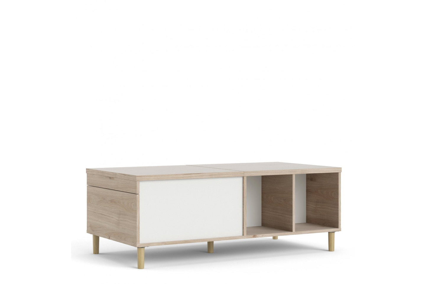 Rome Coffee Table with sliding top in Jackson Hickory Oak with Matt White
