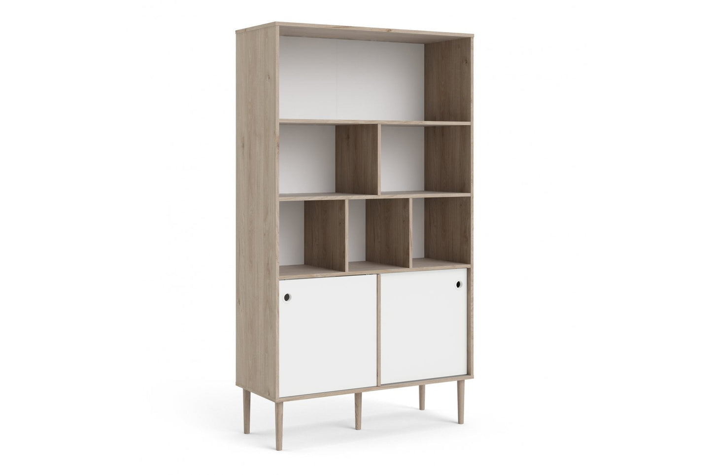 Rome Bookcase 2 sliding Doors in Jackson Hickory Oak with Matt White