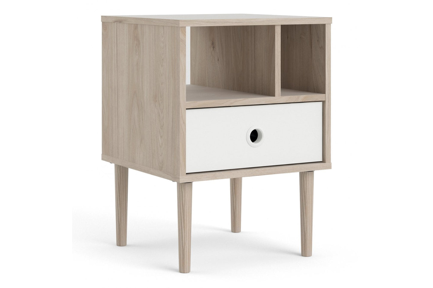 Rome Bedside 1 Drawer in Jackson Hickory Oak with White