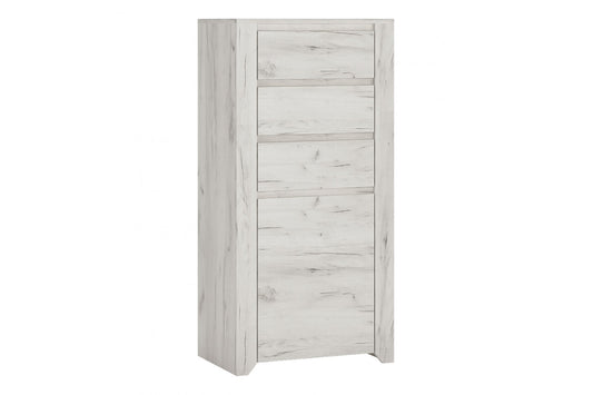 Angel 1 Door 3 Drawer Chest in White Craft Oak