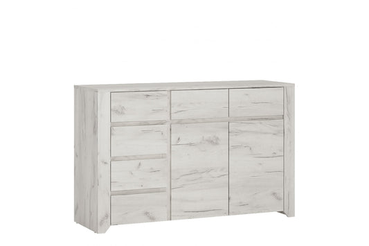 Angel 2 Door 3+3 Drawer Wide Chest in White Craft Oak