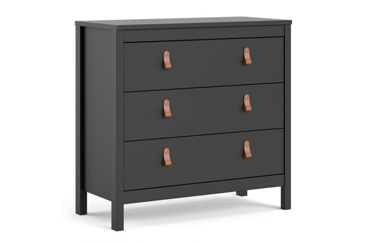 Barcelona Chest 3 drawers in Matt Black