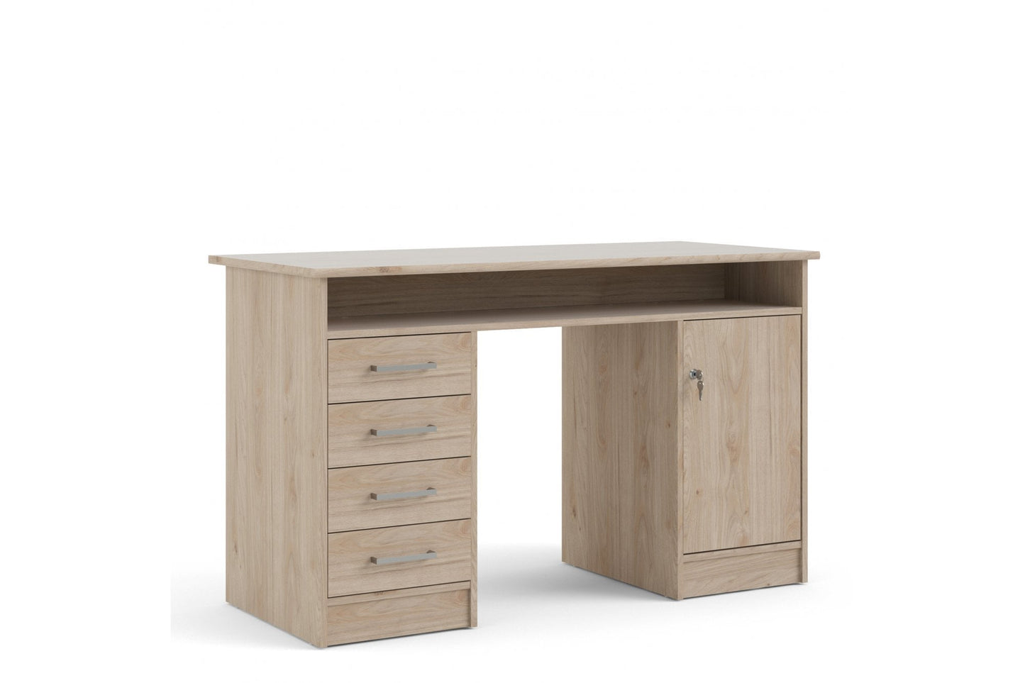 Function Plus Desk 4 Drawer 1 Door in Jackson Hickory Oak