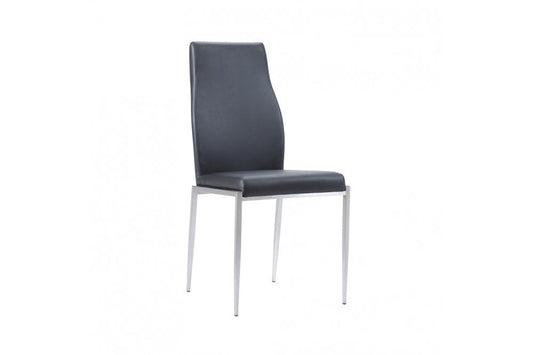 Milan High Back Chair Black Faux Leather. Set of 2