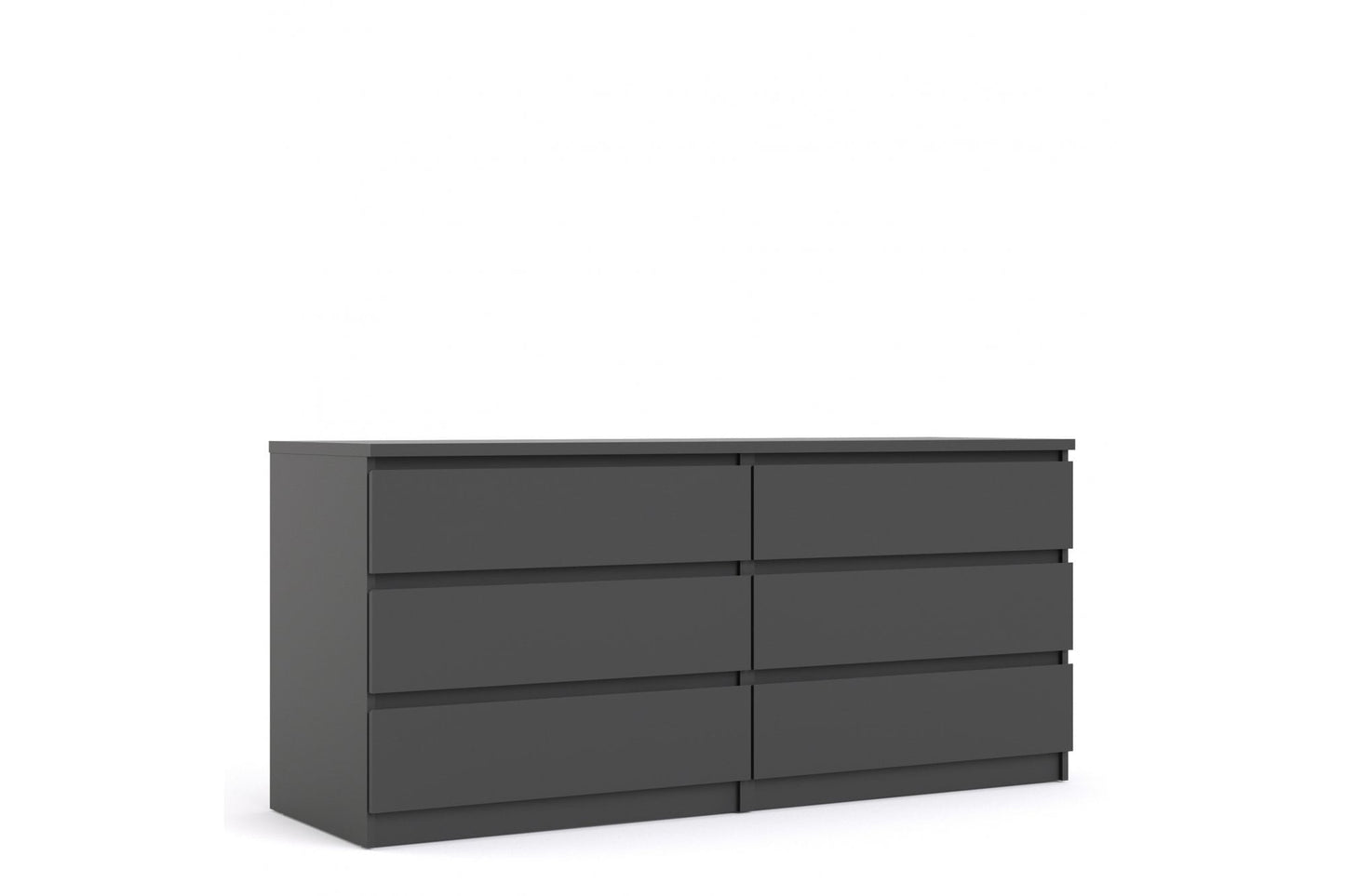 Naia Wide Chest of 6 Drawers (3+3) in Black Matt