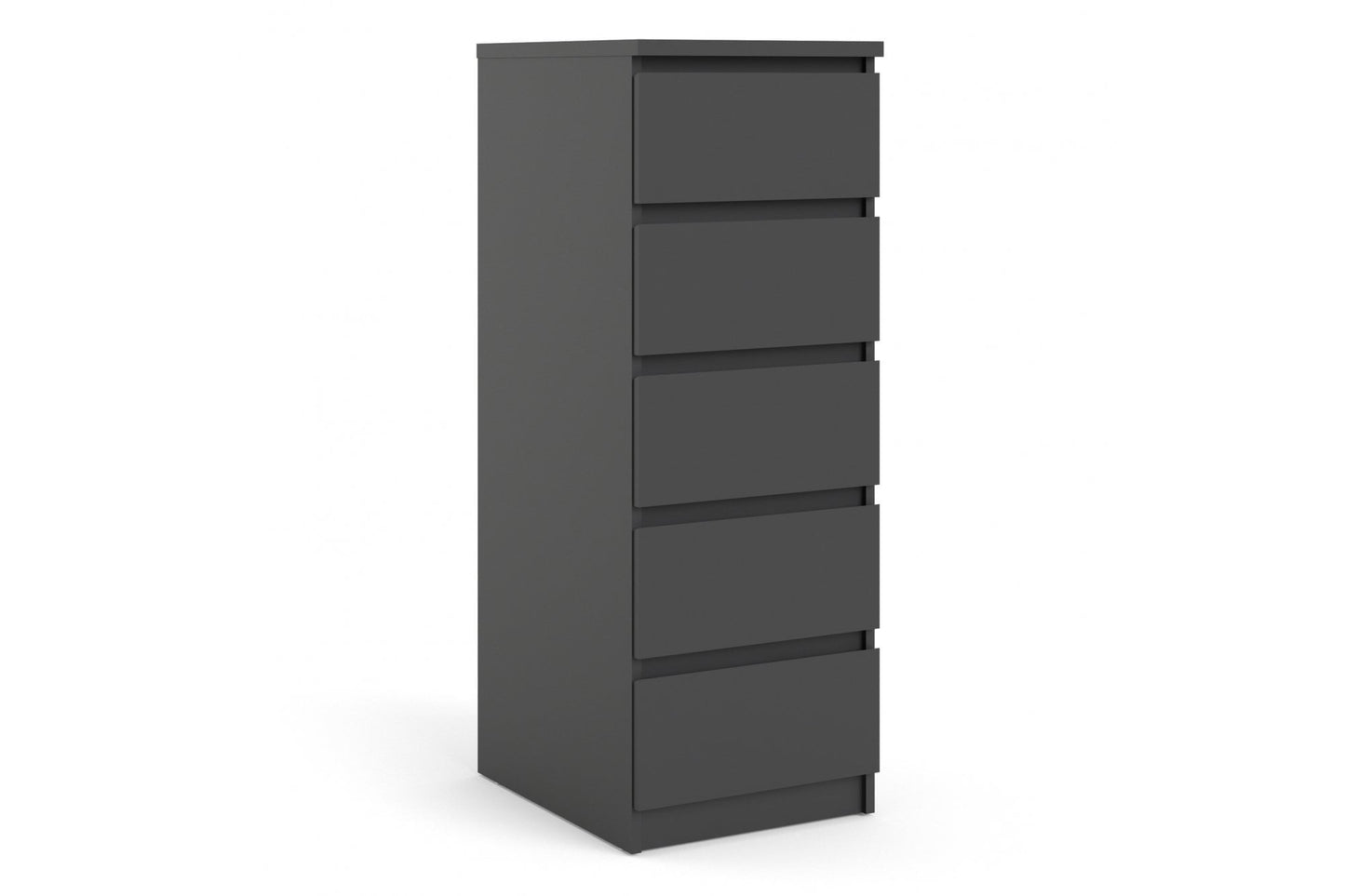 Naia Narrow Chest of 5 Drawers in Black Matt