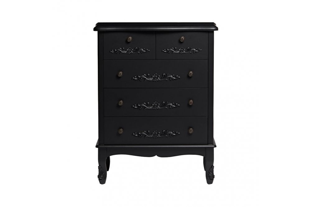 Antoinette 5 Large Drawer Chest Black
