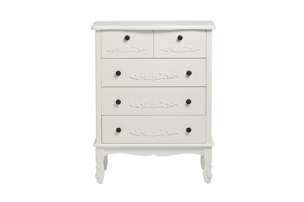 Antoinette 5 Large Drawer Chest White