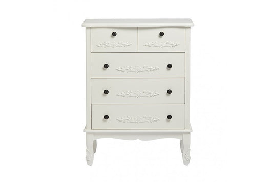 Antoinette 5 Large Drawer Chest White