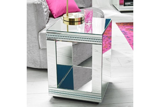 Biarritz Cube Mirrored Lamp Table