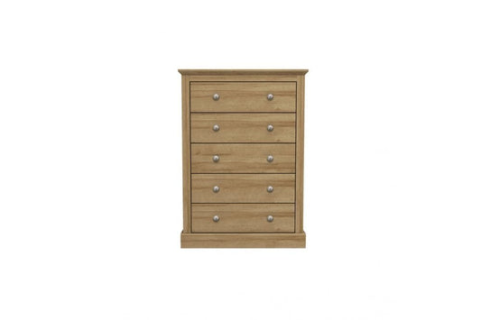 Devon 5 Drawer Chest Oak