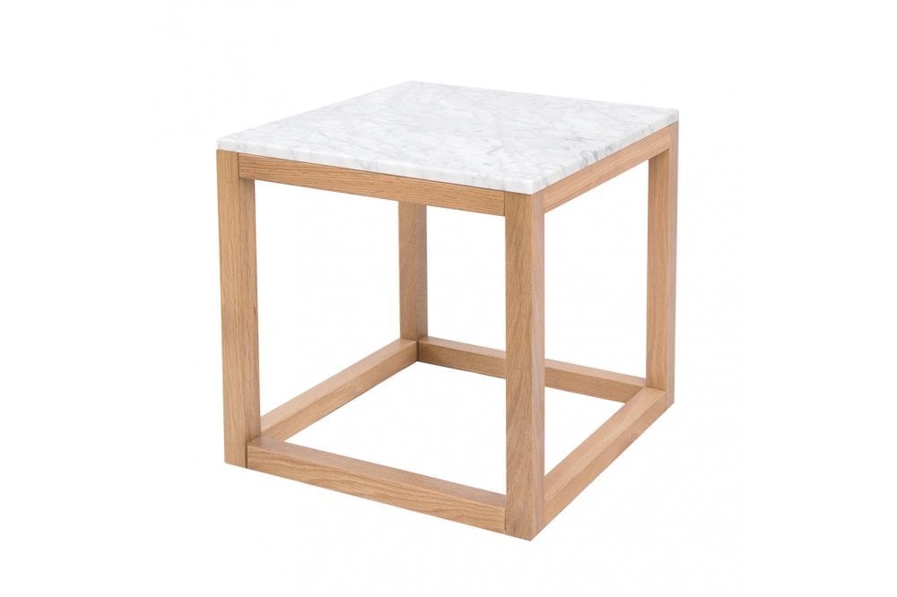Harlow End Table Oak-White Marble Top
