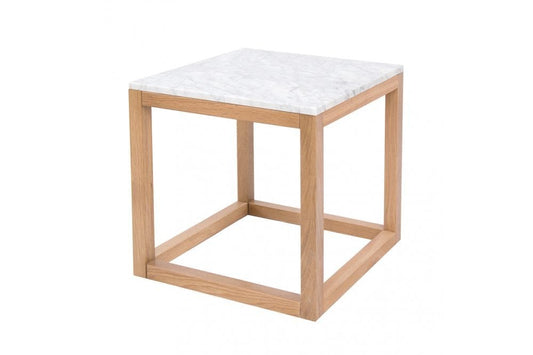 Harlow End Table Oak-White Marble Top