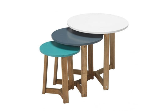 Jasper Nest Of Tables Solid Oak-Funky Coloured Tops
