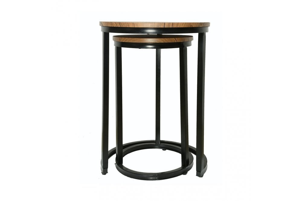 Java Nest Tables Black Frame-Distressed Tops