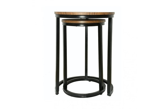 Java Nest Tables Black Frame-Distressed Tops