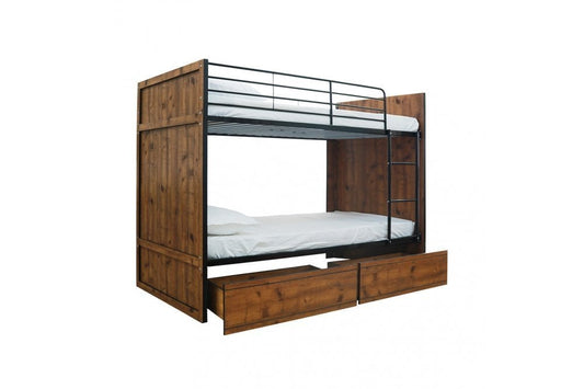 Rocco Bunk with Drawers Vintage Oak with Black Frame