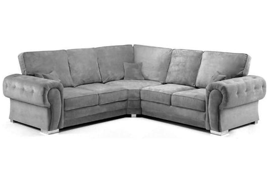 Verona High Back Grey Fabric Corner Sofa