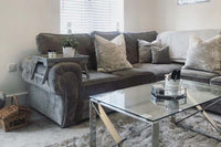Verona High Back Grey Fabric Corner Sofa - Furniture Instore