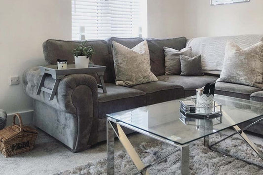 Verona High Back Grey Fabric Corner Sofa - Furniture Instore