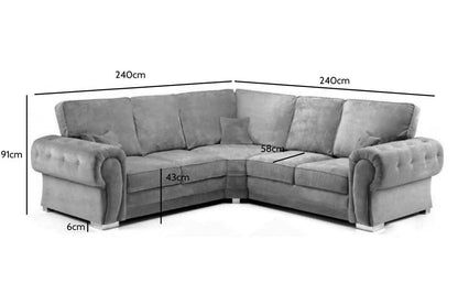 Verona High Back Grey Fabric Corner Sofa - Furniture Instore