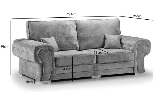 Verona High Back Grey Fabric 4 Seater Sofa - Furniture Instore