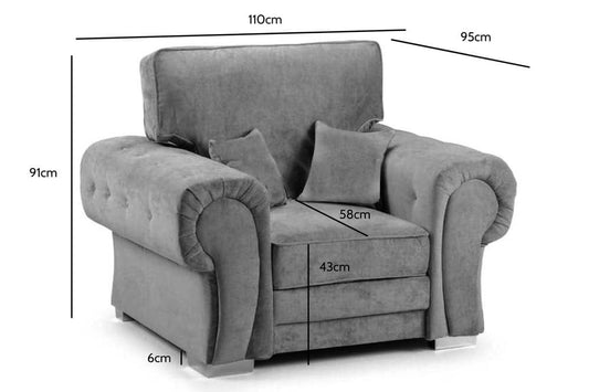 Verona High Back Grey Fabric Armchair - Furniture Instore